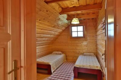 Spálňa s dvomi 1-lôžkovými posteľami, Mountain View Cottage, Hrabušice