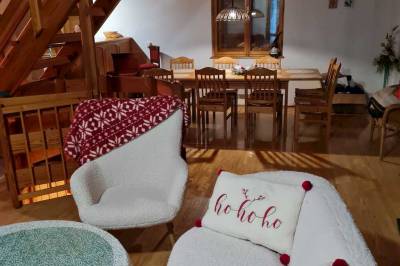Obývačka prepojená s kuchyňou, Chata u Rózy 2 Jasná Demänovská dolina, Pavčina Lehota