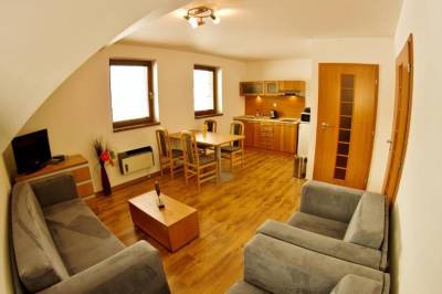 Apartmán s 1 spálňou - obývačka s rozkladacím gaučom, LCD TV a kuchynkou so sedením, Holiday Resort Telgárt, Telgárt