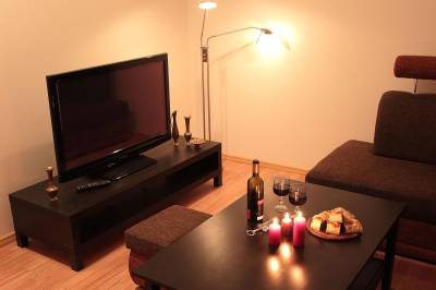 Spoločenská miestnosť s gaučom a LCD TV, Ubytovanie Eva, Oščadnica
