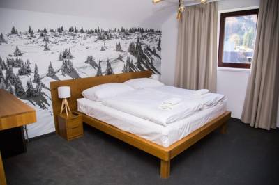 Apartmán s kuchynkou (Apartmán s 1 spálňou) - spálňa s manželskou posteľou, Snowland Apartmány, Valča