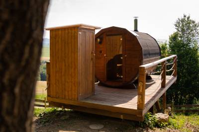 Sauna a campingová sprcha v exteriéri, Diamond Cabin Orava, Párnica