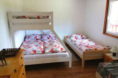 Spálňa s 1-lôžkovou a poschodovou posteľou, Ubytovanie u Katky, Liptovská Sielnica