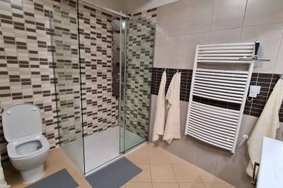 Kúpeľňa so sprchovacím kútom a toaletou, Apartmanica Triangel 222, Donovaly