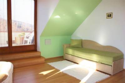 Zelený apartmán - obývačka s rozkladacím gaučom, Apartmány u Denyho, Zuberec