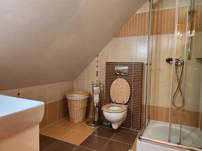 Kúpeľňa so sprchovým kútom, Drevenica Romantika, Zázrivá