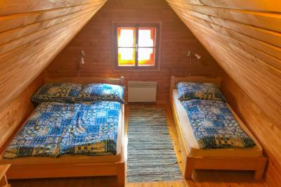 Apartmán 1 - spálňa s manželskou a 1-lôžkovou posteľou, Bocanské chalúpky, Vyšná Boca
