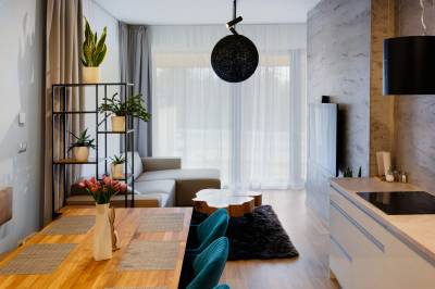 Apartmán 4+ premium - obývačka s gaučom a LCD TV, Tri vody Apartments, Liptovský Mikuláš