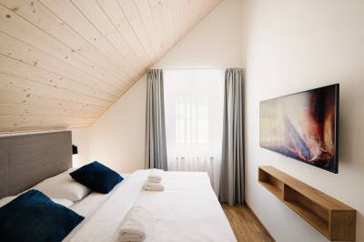 Apartmán 4+ panorama - spálňa s manželskou posteľou, Tri vody Apartments, Liptovský Mikuláš