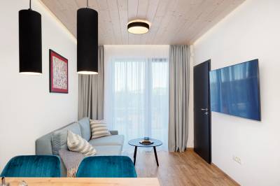 Apartmán 2+ family - obývačka s gaučom a LCD TV, Tri vody Apartments, Liptovský Mikuláš