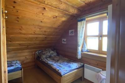 Spálňa s dvomi 1-lôžkovými posteľami, Zrub Kubko, Liptovský Trnovec