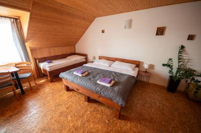 Izba č.3 - spálňa s manželskou a 1-lôžkovou posteľou, Family Pension - High Tatras private parking, Stará Lesná