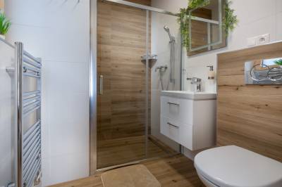 Kúpeľňa so sprchovým kútom a toaletou, Chata BALUX B, Demänovská Dolina