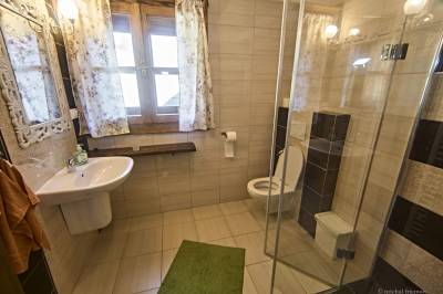 Kúpeľňa so sprchovacím kútom a toaletou, Drevenica Vanesa, Terchová