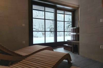 Oddychová miestnosť v saune s ochladzovacou kaďou, Domček pri jazierku, Nižná Boca