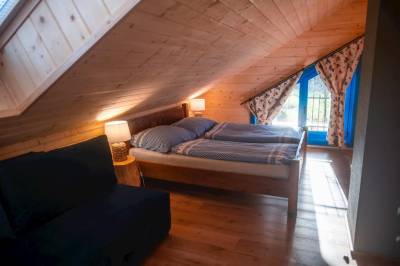 Blue chalet - spálňa s manželskou posteľou, Chalets Buky, Vysoké Tatry