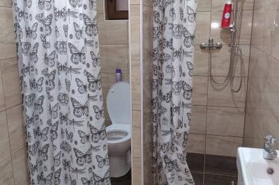 Kúpeľňa so sprchovacím kútom a toaletou, Apartmán Melissa, Nižné Nemecké