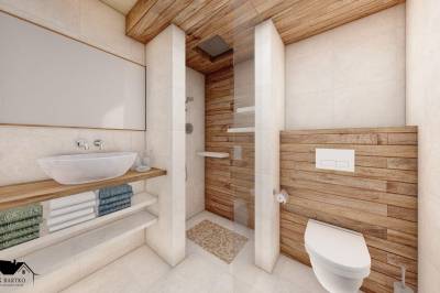 Chata v korunách stromov - kúpeľňa so sprchovacím kútom a toaletou, Rezort Bobrí potôčik, Bobrovník