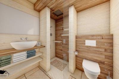 Chata v korunách stromov Deluxe - kúpeľňa so sprchovacím kútom a toaletou, Rezort Bobrí potôčik, Bobrovník