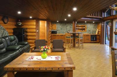 Kuchyňa prepojená s obývačkou, Zelená chata na Kysuciach, Čadca
