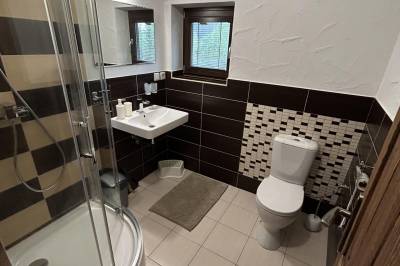 Apartmán č. 1 - kúpeľňa so sprchovacím kútom a toaletou, Chata Gazdovský dvor Klokočov Kysuce, Klokočov