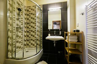 Kúpeľňa so sprchovým kútom, Apartmán TRAVEL Veľká Lomnica, Veľká Lomnica