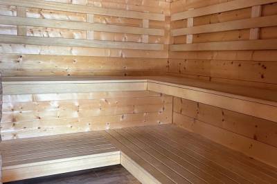 Fínska sauna, Chaty HolidayRaj s wellnessom pri Bešeňovej, Malatíny