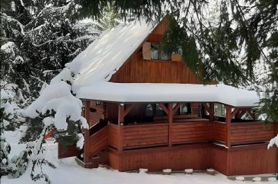 Exteriér - chata v zime, Chata Livka, Kunerad