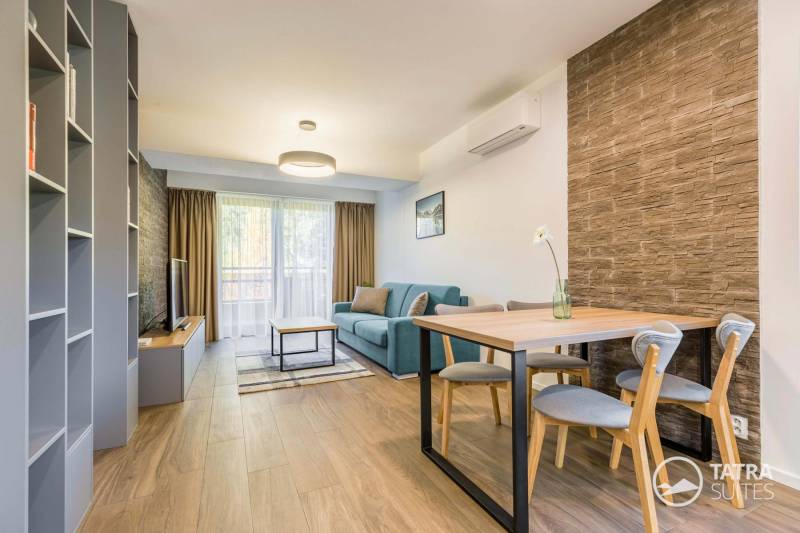 Obývacia izba spojená s kuchynským kútom, TATRA SUITES - Cosy Apartment A26, Vysoké Tatry