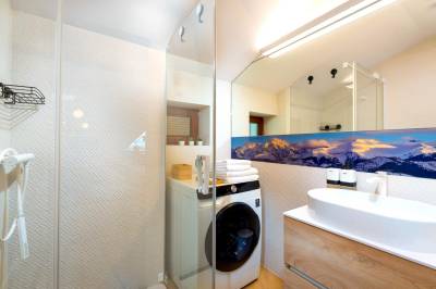 Kúpeľňa so sprchovým kútom a práčkou, AC Cactus Luxury Villa High Tatras private Wellness, Veľká Lomnica