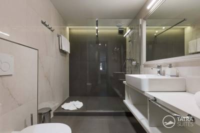 Kúpeľňa so sprchovacím kútom a toaletou, TATRA SUITES - Deforte Secret Chamber 101, Poprad
