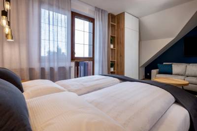 Spálňa s manželskou posteľou, AC Cactus Luxury Apartment High Tatras, Veľká Lomnica