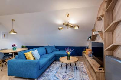 Obývačka s kvalitnou rozkladacou sedačkou, AC Cactus Luxury Apartment High Tatras, Veľká Lomnica
