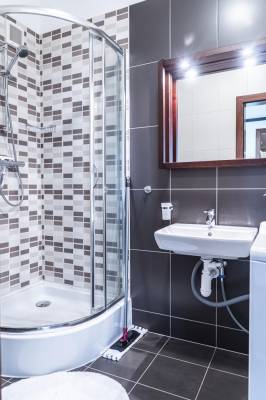 Kúpeľňa so sprchovým kútom a pračkou, AC Apartment High Tatras View - Veľká Lomnica, Veľká Lomnica