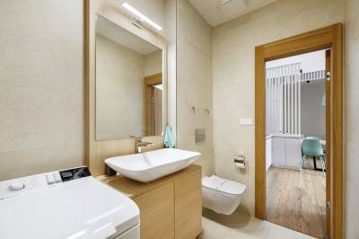 Kúpeľňa s toaletou a pračkou, AC Apartmán Bernard 3.2, Vysoké Tatry