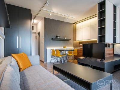 Obývacia časť s rozkladacím gaučom, TATRA SUITES - Luxury Studio A305, Vysoké Tatry