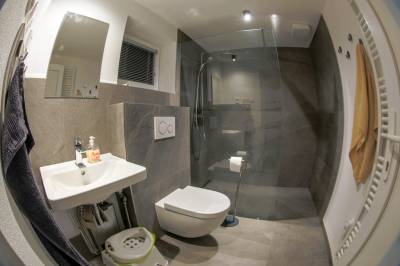 Kúpeľňa so sprchovým kútom a toaletou, RELAX TATRAS, Stará Lesná