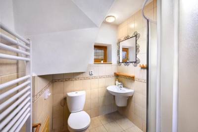 Apartmán č. 1 - kúpeľňa so sprchovým kútom a toaletou, Chalupa Goral, Jezersko