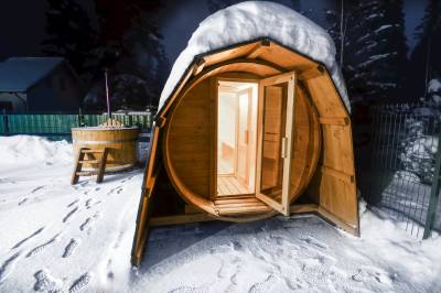 Fínska sauna a kúpacia kaďa, Wellness Villa Bobrik, Pribylina