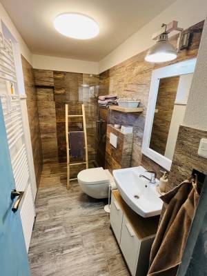 Kúpeľňa s toaletou a sprchovacím kútom, Chalupa Mia Jamnik Liptov, Jamník