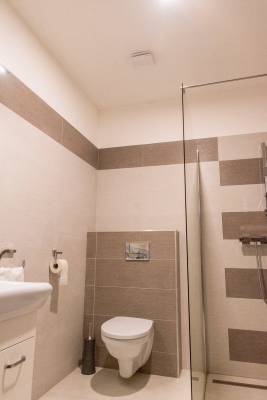 Kúpeľňa so sprchovacím kútom a toaletou, Apartmány Pohoda, Valča
