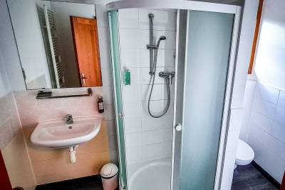 Izba Premium - kúpeľňa so sprchovacím kútom a toaletou, Drevenice Terchová Resort - apartmány a izby, Terchová