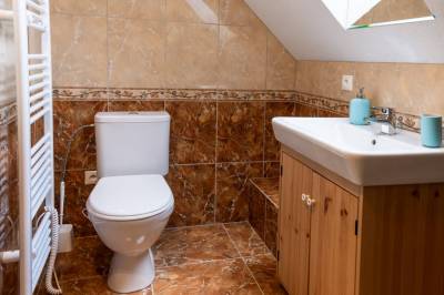 Kúpeľňa so sprchovým kútom a toaletou, Chalet Malé Borové, Malé Borové