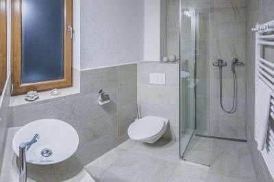 Trojlôžková izba s terasou - kúpeľňa so sprchovacím kútom a toaletou, Villa Flora, Liptovská Sielnica