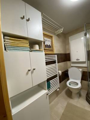 Kúpeľňa so sprchovacím kútom a toaletou, Originálna drevenica Jezersko 43, Jezersko