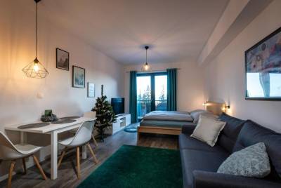 Apartmán s 1 spálňou - izba s manželskou posteľou, pohovkou a jedálenským sedením, Apartmány Abies****, Vysoké Tatry