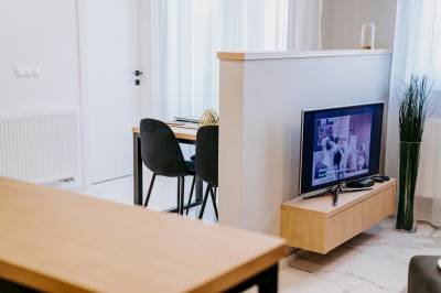 LCD TV v obývačke, Apartments A&amp;D, Poprad