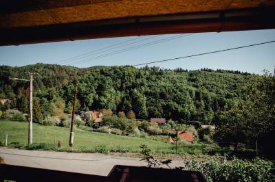 Výhľad z ubytovania, Miluškina chalúpka, Banská Štiavnica