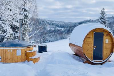 Kúpacia kaďa a fínska sauna, Drevenica BindtWood, Hnilčík