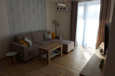 Obývačka s rozkladacím gaučom a LCD TV, Apartmán Filip - Pod Lesom, Vysoké Tatry